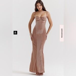 House of CB - Cafe Au Lait Sequin Maxi Dress